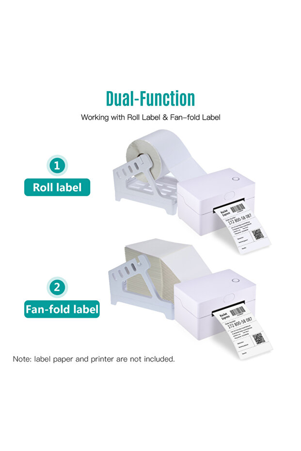 Label Holder for 4x6 Labels Printer Rolls Fanfold Labels 2 in 1 Work for Desktop Themal Label Sti... - 5