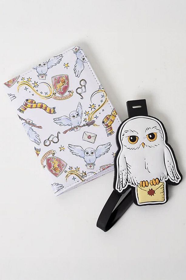 Harry Potter Lisanslı Pasaport Kılıfı/Bagaj Etiketi Seti (Hedwig) - 1