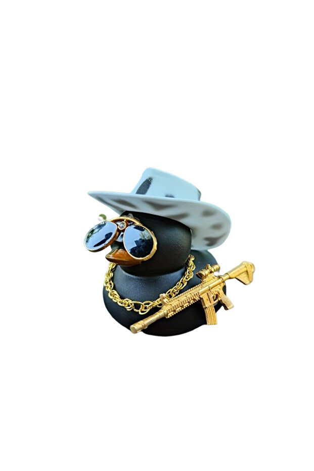 black 1PC Cowboy Hat Black Duck Car Decoration Rear View Mirror Decoration