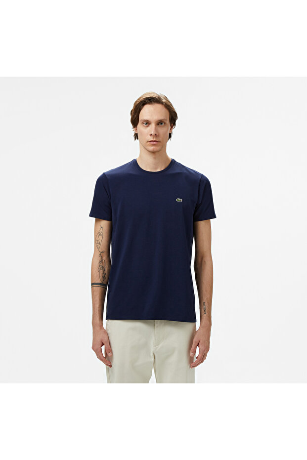 Erkek Slim Fit Bisiklet Yaka Lacivert T-shirt - 1
