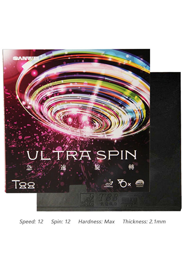 Black SANWEI T88 Ultra Spin Table Tennis Semi-sticky Control Loop Ping Pong with High Ela...