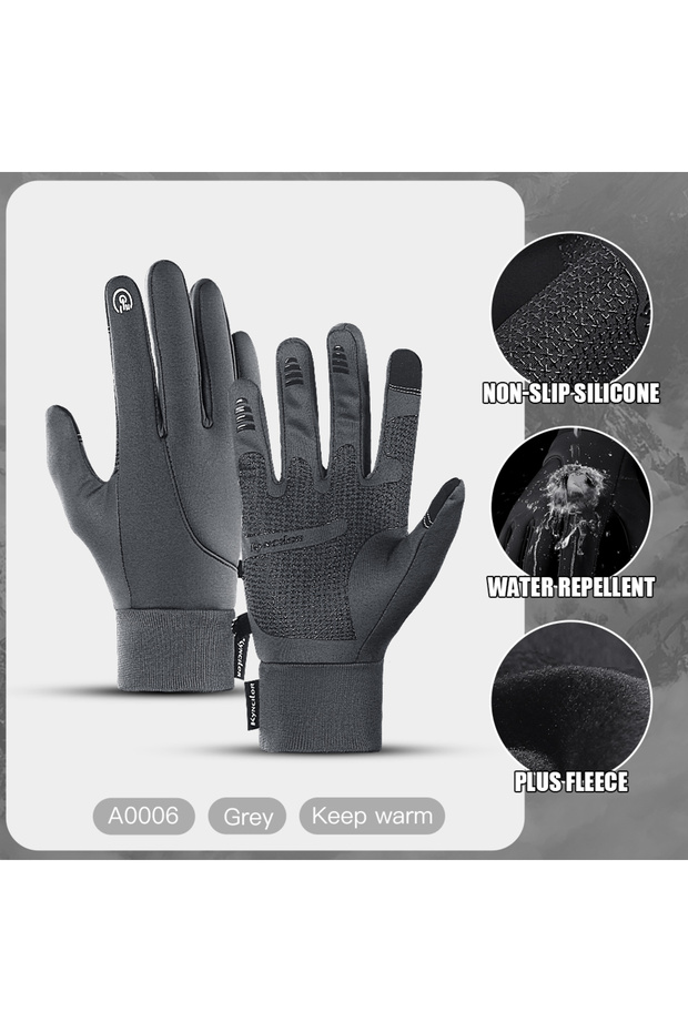 S Grey Winter Gloves Men Cycling Bike Women Thermal Fleece Cold Wind Waterproof Touch Screen Bicycle