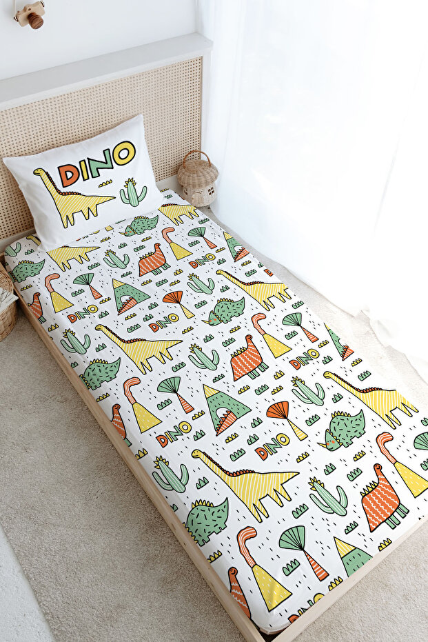 Single Fitted Sheet Set - Pure Baby Series - Dino and Cacti