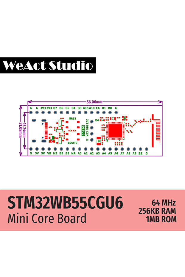 WeAct STM32WB55CGU6 STM32WB55 STM32WB STM32WB55CG BLE-5.4 802.15.4 Zigbee Thread Matter USB AES-2... - 4