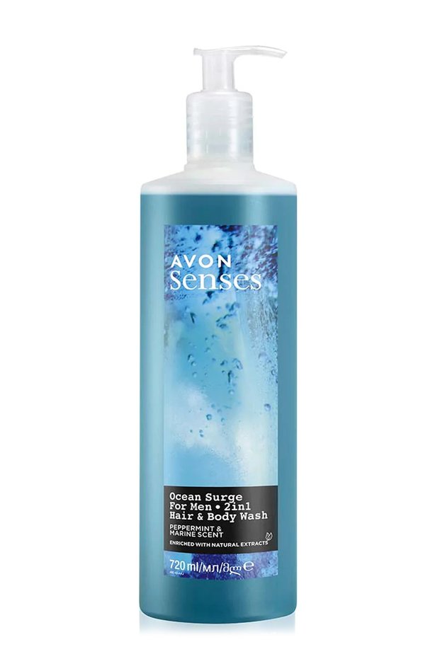 Senses Ocean Surge Men's Shower Gel for Hair and Body with Mint and Sea Scent 720 Ml