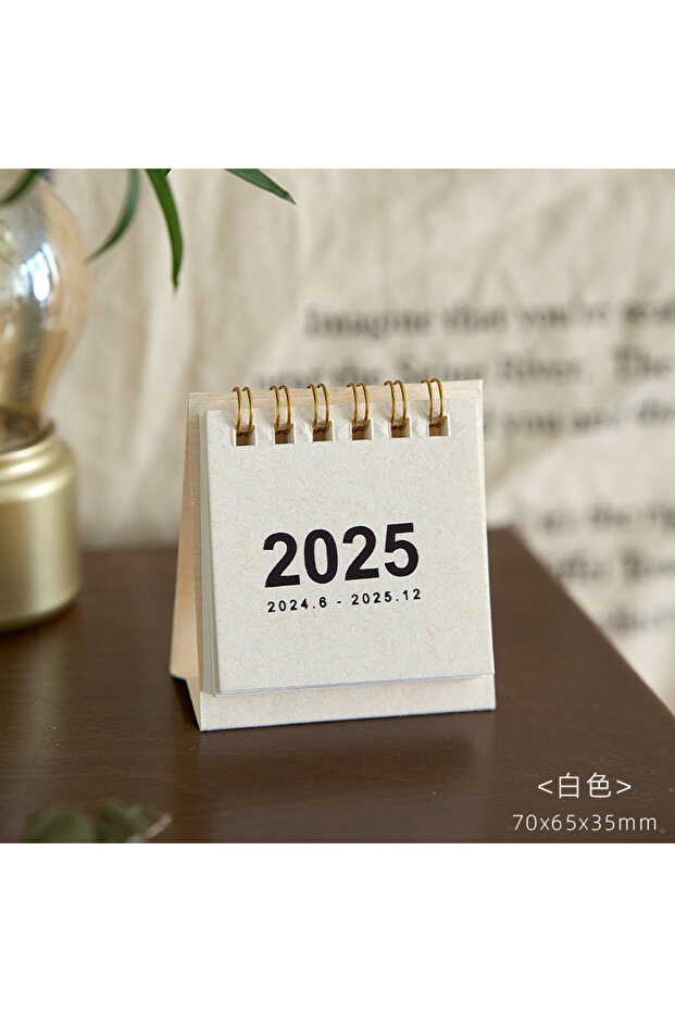 white2025 2025 Mini Simple Small Desk Calendar Pocket Portable Calendar Punch Plan Desktop Decoratio