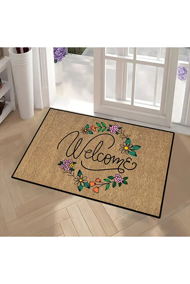 40cmx60cm 4 welcome Crystal velvet door mat, non slip bathroom mat, absorbent and machine washable b