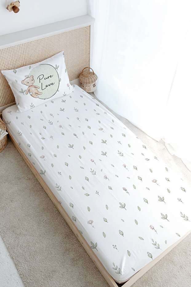 Single Fitted Sheet Set - for Baby Series - Retro Teddy Bear