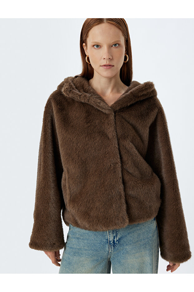 Long Sleeve Hooded Pocket Plush Oversize Coat