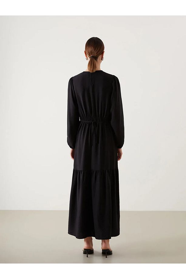 LCW Modest Siyah Bisiklet Yaka Kadın Elbise - 4