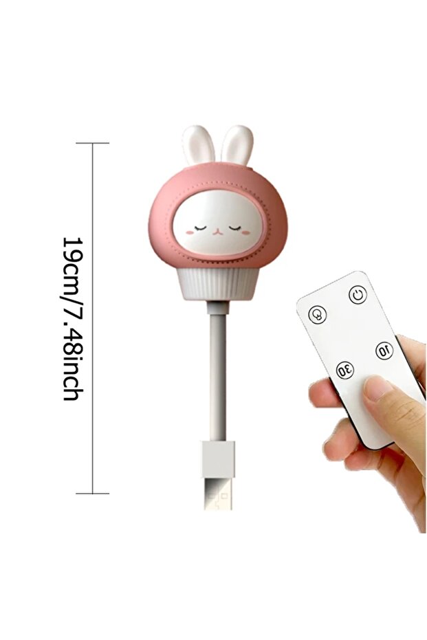 مصباح ليلي لطيف على شكل أرنب مع جهاز تحكم عن بعد USB، مناسب لغرفة نوم الأطفال، ديكور أنيق.