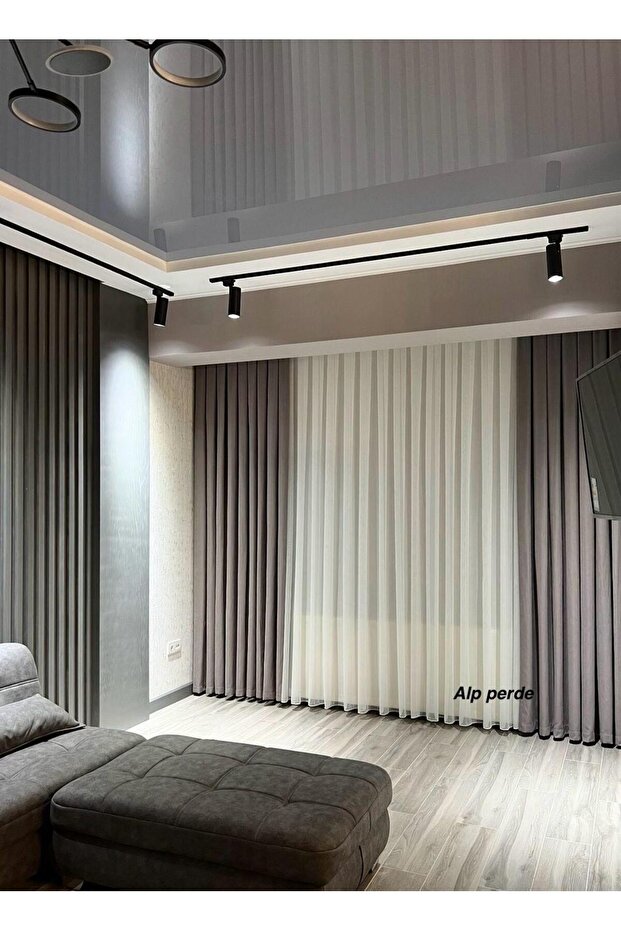 First Quality Iron-Free Non-Scratching Bamboo Tulle Curtain, 1/3 Pleated Skirt with Leads (Sickle Pleat) Alpine Curtain