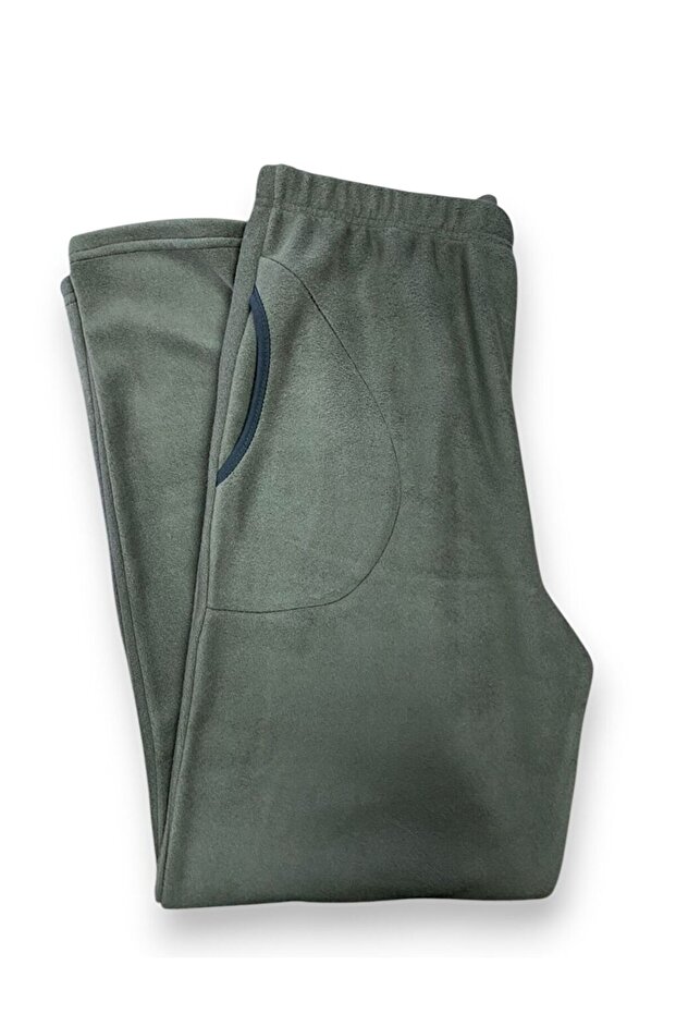 Men's Khaki Fleece Pocket Winter Thick High Quality Pajama Bottoms