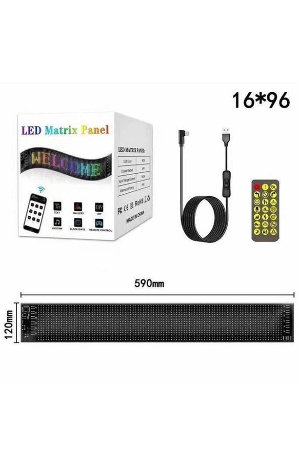 RP1259 LED Matrix Panel 16x96cm Telefon Kontrollü Kayar LED Animasyon Aydınlatma - 2