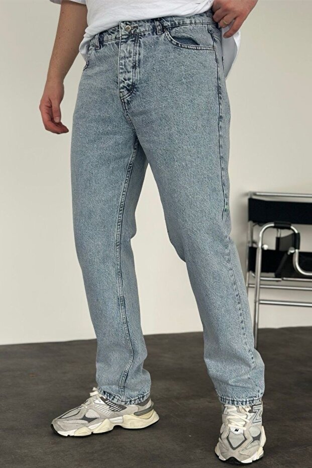 Men's Baggy Fit Ice Blue Jean Jeans Pants Ke-470