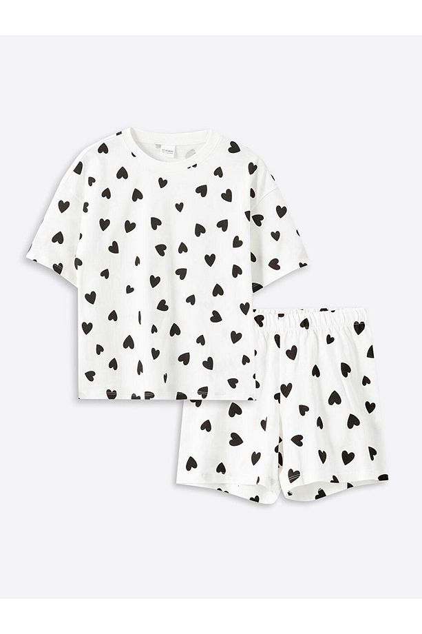 LCW Kids Bisiklet Yaka Kız Çocuk Şortlu Pijama Takımı - 2