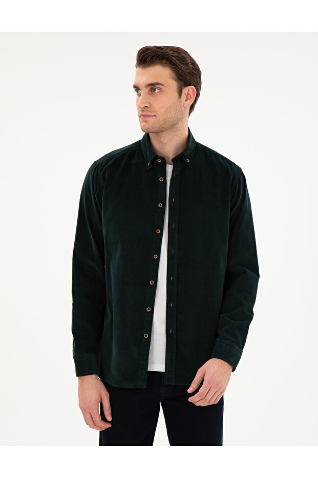 Green Regular Fit Long Sleeve Shirt 50292347-VR054
