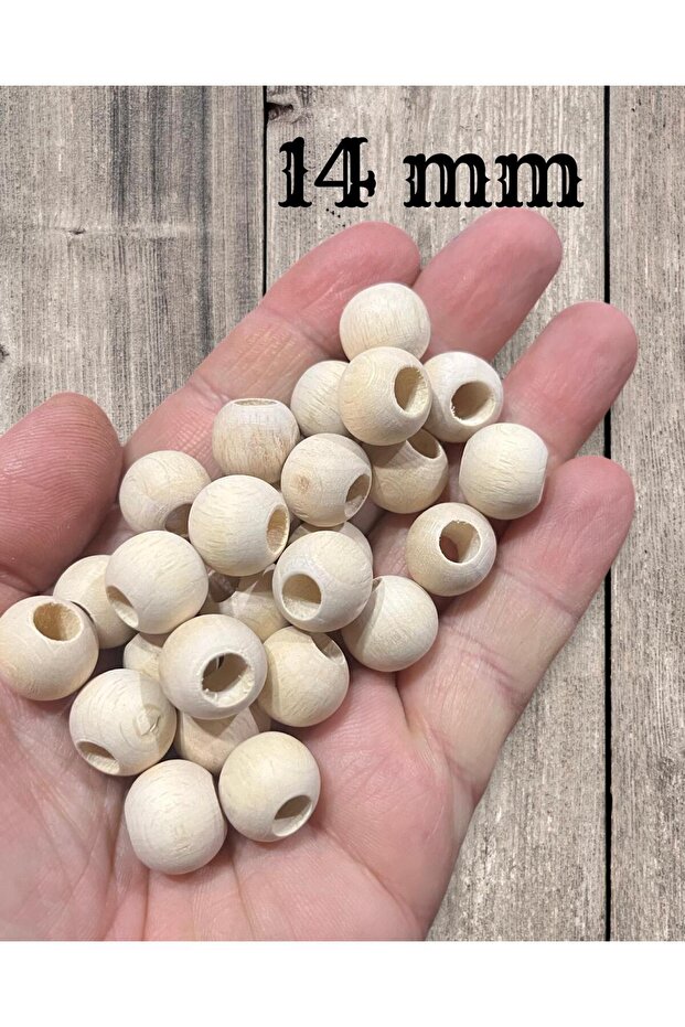 14 Mm Ham Işlenmemiş Ahşap Boncuk - 100 gram ( Ortalama 100 Adet ) - 1