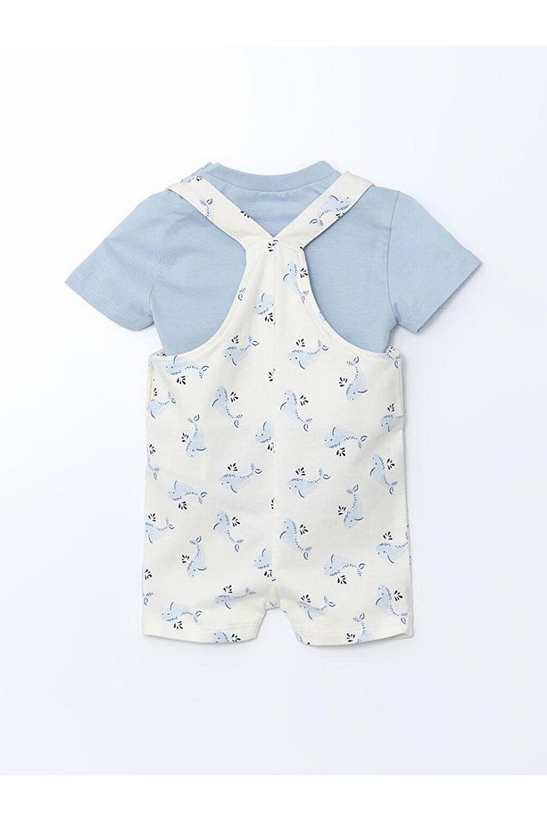 LCW baby Bisiklet Yaka Erkek Bebek Tişört ve Salopet 2'li - 4