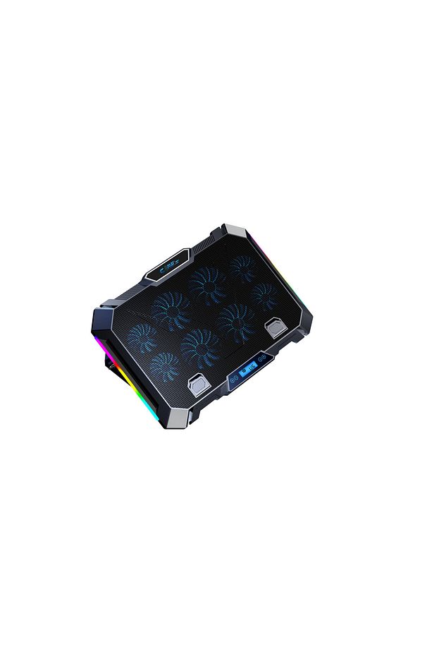 Vortex 8x Fan - 10 Mod RGB - LCD Ekran - Fan ve Yükseklik Kademeli 2x USB Notebook Soğutucu - 3
