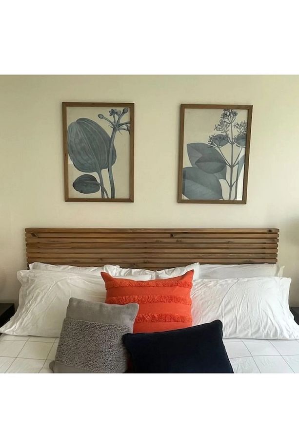 200cm Çift Kişilik 2 Adet Raflı Masif Ahşap Yatak Başlığı Ceviz Renk 200cm X 60cm Masif Ceviz Renk - 1