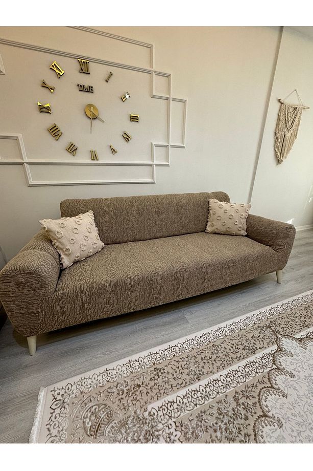 Streç Lastikli Esnek Yıkanabilir Pamuklu Jakarlı Desen 3*kişilik Koltuk Örtüsü Koltuk Kılıfı (tek) - 1