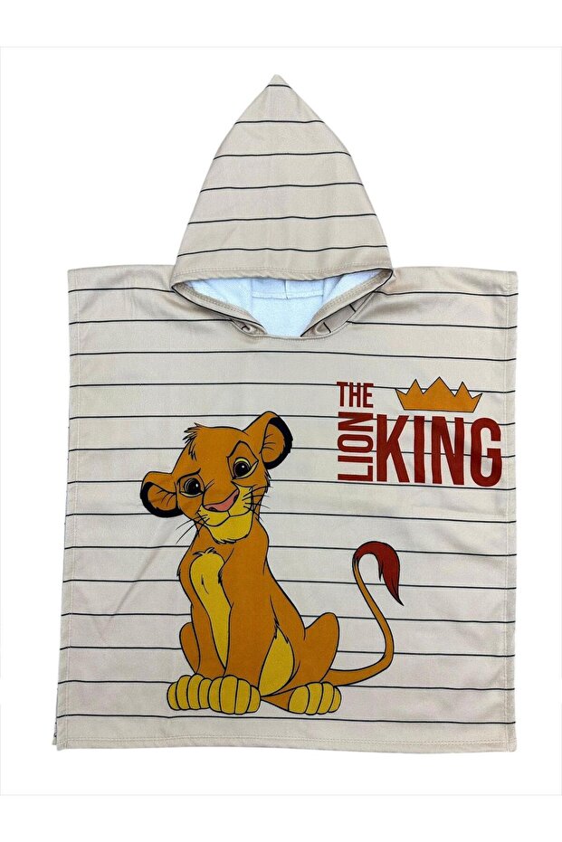 Boy's Lion King Printed Standard Boy Poncho Beach Towel