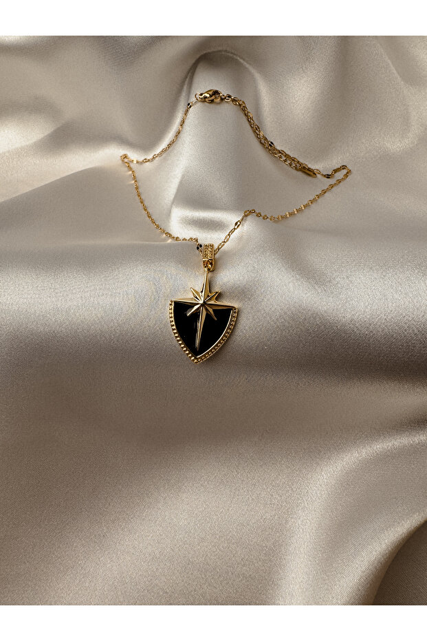 Star Pattern Enameled Steel Necklace