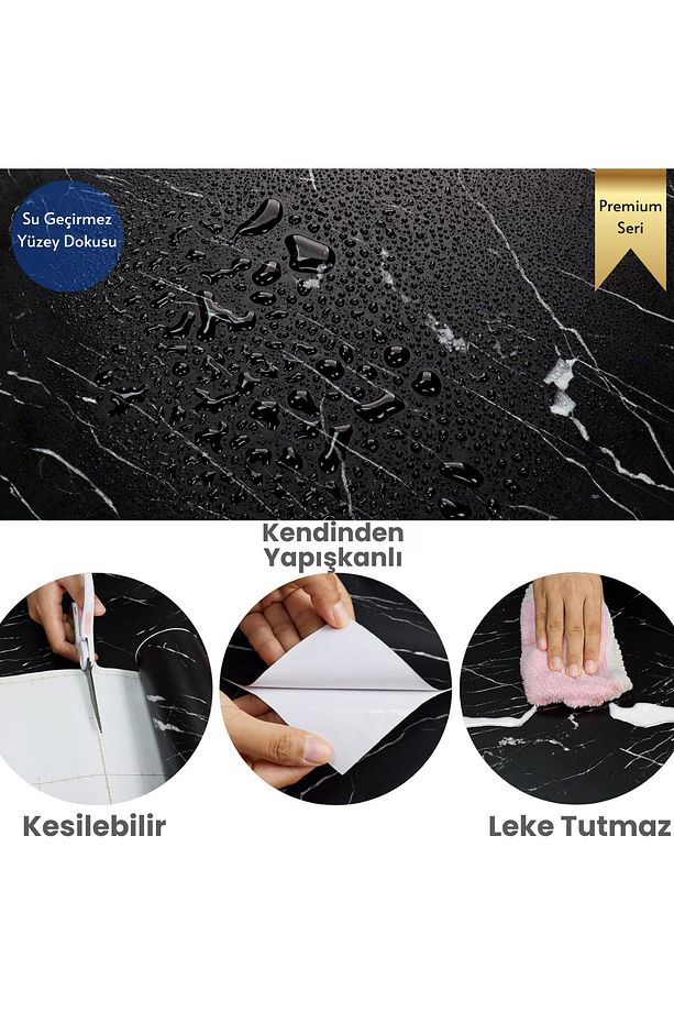 60x100cm Mat Mermer Desenli Kendinden Yapışkanlı Duvar Kağıdı Kaplama Mutfak Masa Folyo - 8