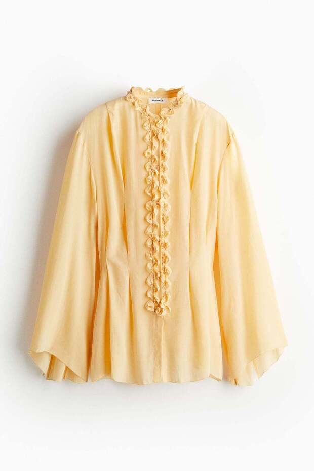 Silk-blend embellished blouse