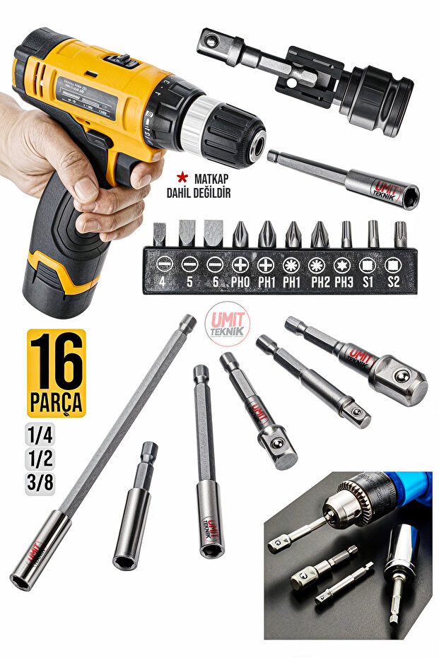 16PCS Premium DMax Bits Uç Bağlantı Adaptör Seti Lokma Bağlantı Tornavida Lokma Seti Matkap Ucu - 1