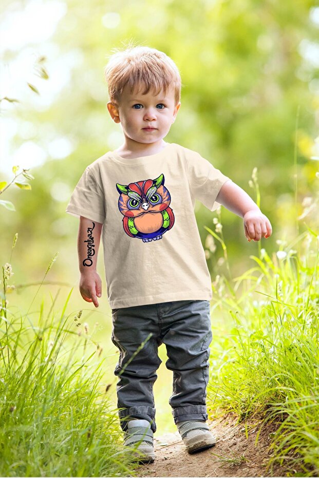 Owl Printed Children's Oversize T-Shirt