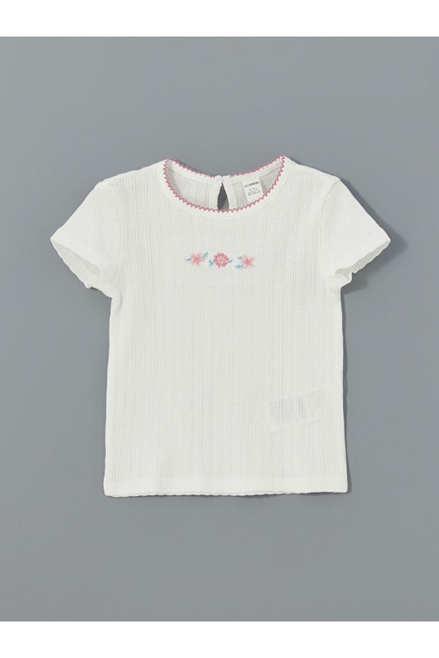 LCW Kids Crew Neck Embroidered Girls' T-Shirt
