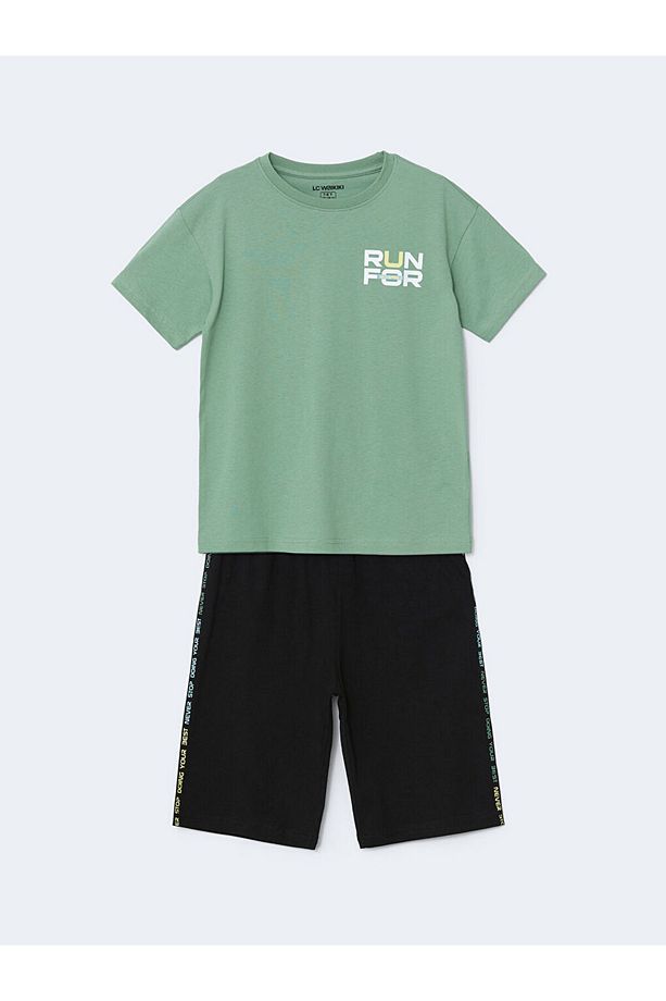 LCW Kids Bisiklet Yaka Erkek Çocuk Şortlu Pijama Takımı - 1