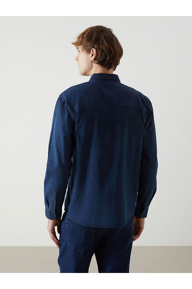 LCW Jeans Regular Fit Uzun Kollu Erkek Jean Gömlek - 4