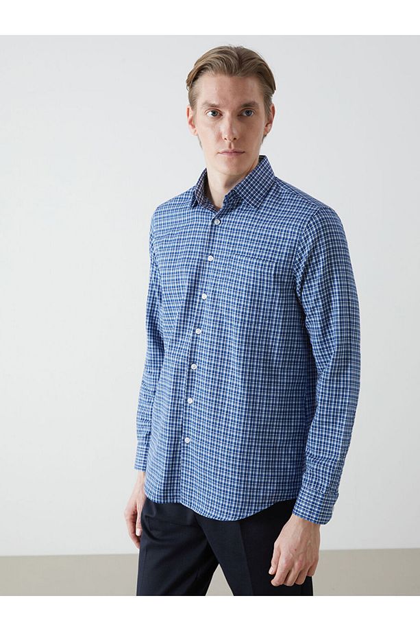 LCWAIKIKI Formal Regular Fit Uzun Kollu Ekose Gabardin Erkek Gömlek - 2