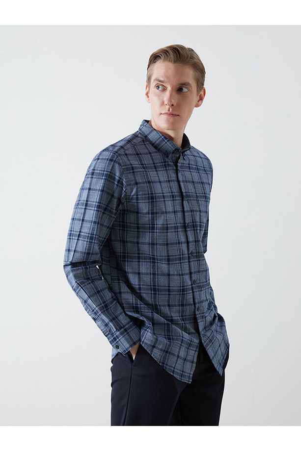 LCWAIKIKI Classic Regular Fit Uzun Kollu Ekose Poplin Erkek Gömlek - 1