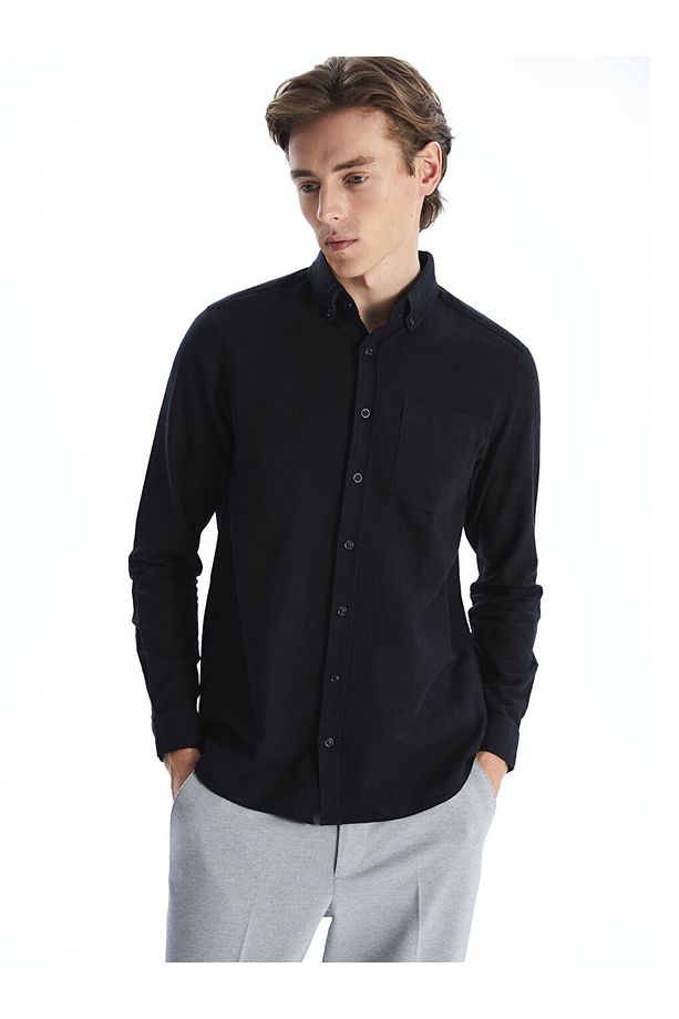 LCWAIKIKI Classic Regular Fit Uzun Kollu Keten Karışımlı Erkek Gömlek - 1