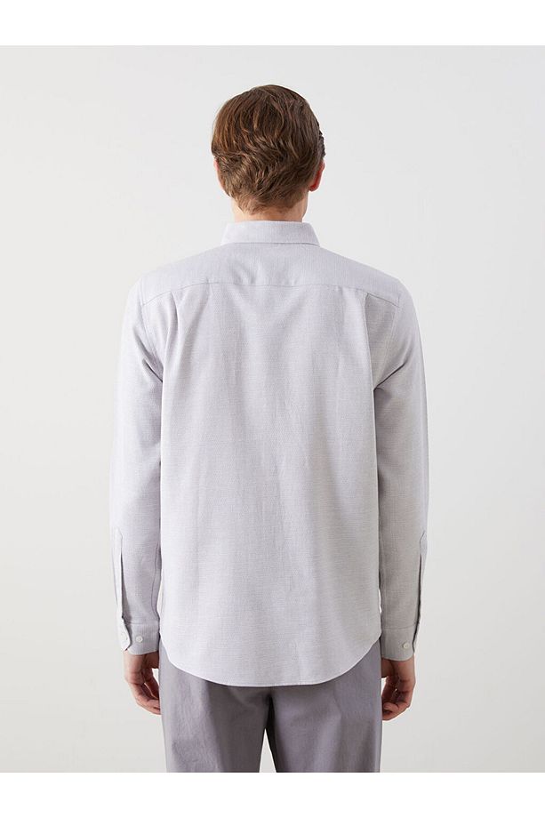 LCWAIKIKI Classic Regular Fit Uzun Kollu Armürlü Erkek Gömlek - 3