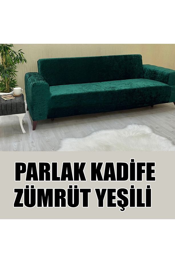 PARLAK KADİFE KUMAŞ 2 ADET ÜÇLÜ & ÇEKYAT- 2 ADET TEKLİ SET KOLTUK KILIFI - 4