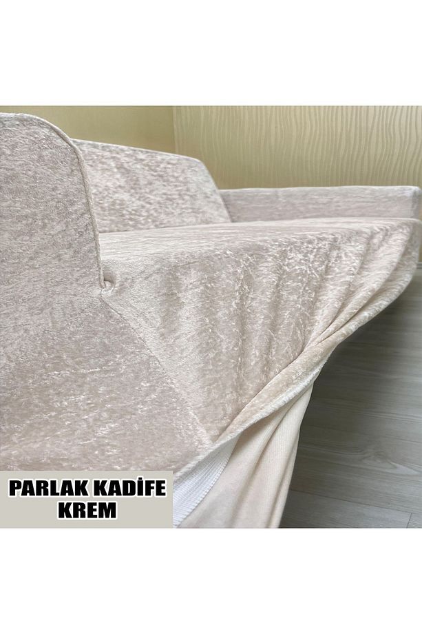 PARLAK KADİFE KUMAŞ 2 ADET ÜÇLÜ & ÇEKYAT- 2 ADET TEKLİ SET KOLTUK KILIFI - 5