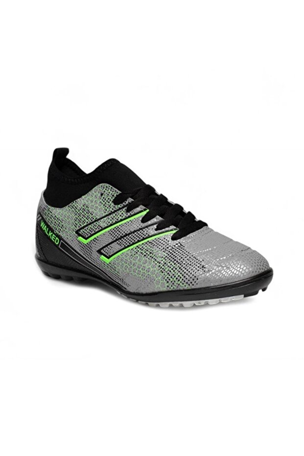 Silver Black Astroturf Football Shoes - 107-25, 36-39