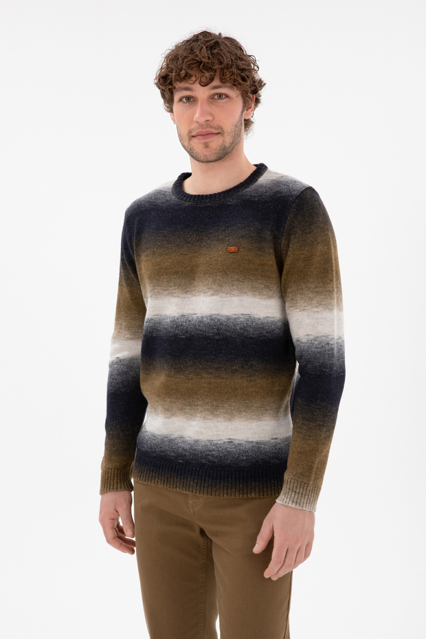 Men's Slim Fit Crew Neck Stone Sweater 50297082-Vr049