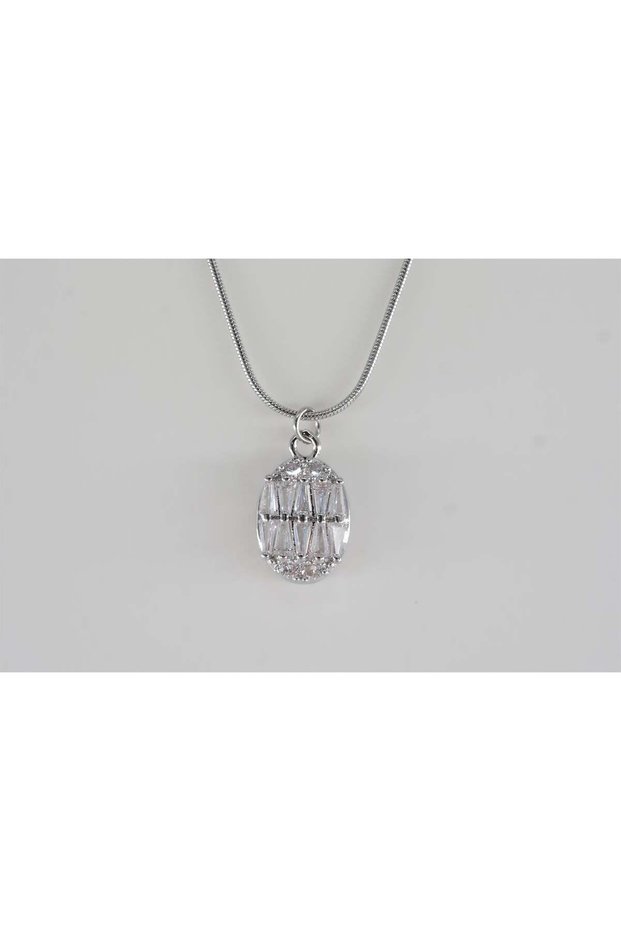 Women's 316L Stainless Steel 40 cm Baguette Zircon Stone Necklace