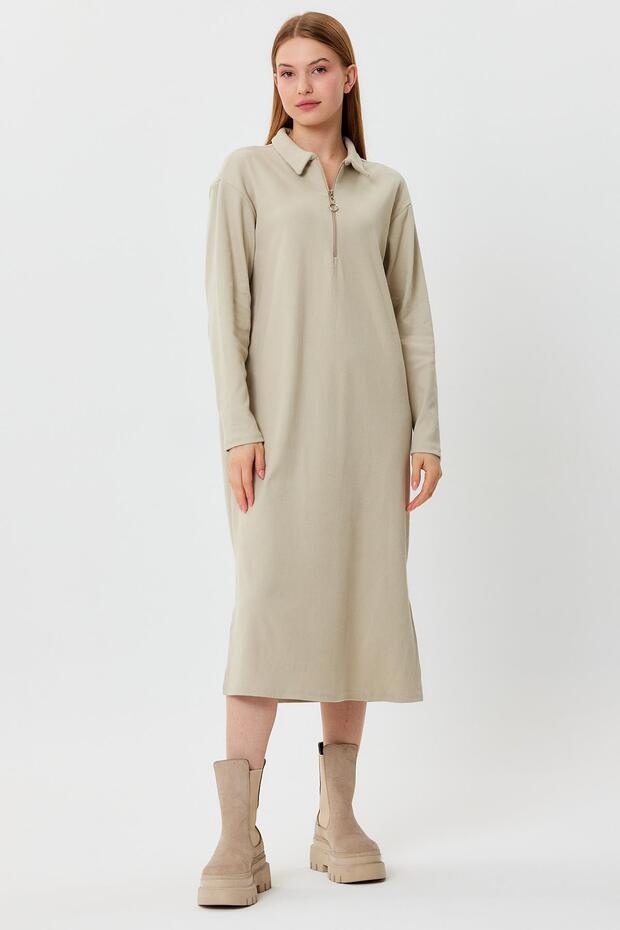Alexandergardı Polo Collar Zippered Tunic Dress (B23-00179)