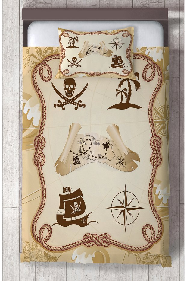 BABY AND KIDS ROOM Pirate Skull Framed Bedspread