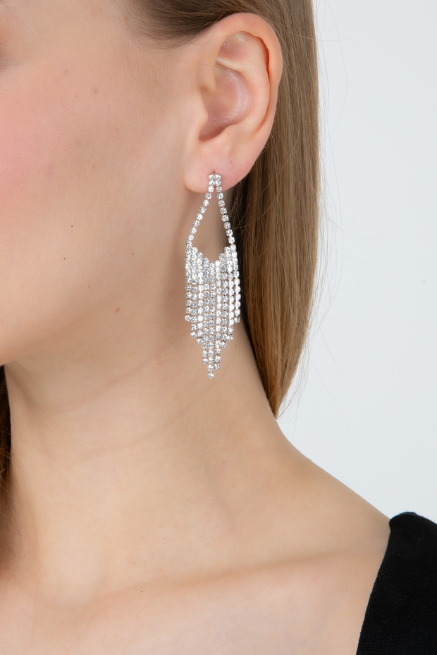 Women's Thin Exquisite Dangle Detailed Minimal Zircon Stone Earrings Trend Elegant Wedding Engagement Glittering