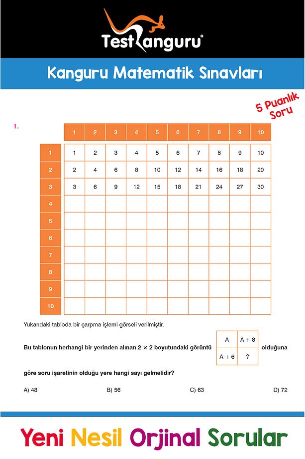 3. Sınıf Zihin Çalıştıran Eğlenceli Kanguru Matematik Soruları - 9