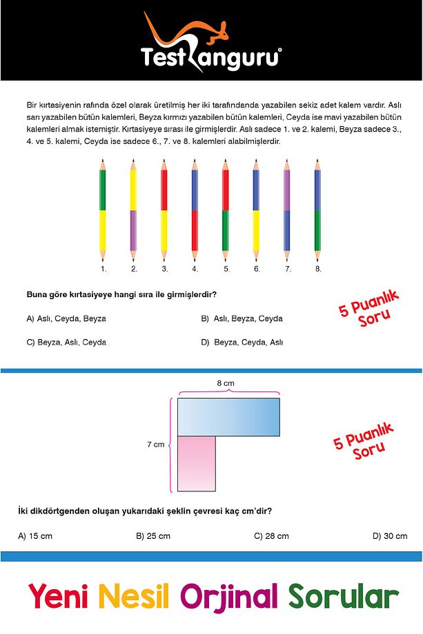 5. Sınıf Zihin Çalıştıran Eğlenceli Kanguru Matematik Soruları - 7