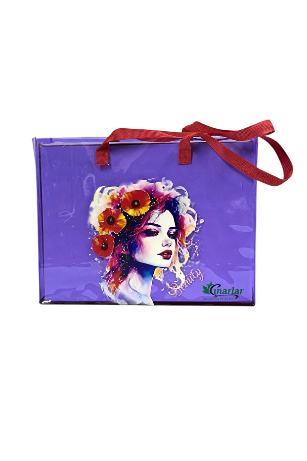 Purple Pvc Printed Beach Bag